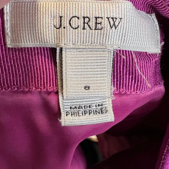 J. Crew Wool Magenta Mini Skirt w/Front Pockets Classic A-Line Silhouette-SZ 6 - Picture 5 of 5